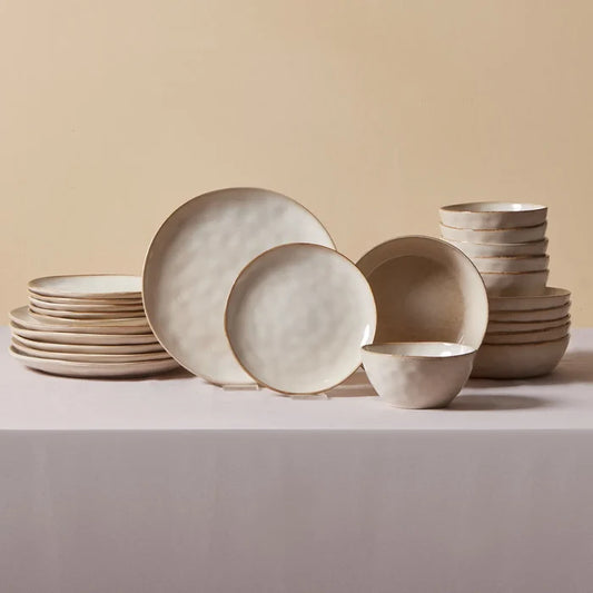 Service de table Karaca Aria Reactive en porcelaine pour 6 personnes, 24 pièces, beige