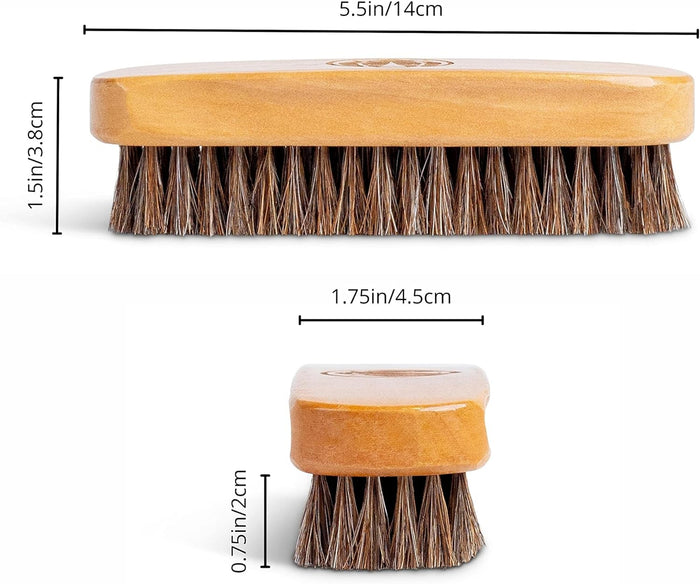 Shoe and Boot Brush Kit 4 Pcs - Genuine Soft Horsehair Brush Bristles and Microfiber Cloth - Eco Trade Company