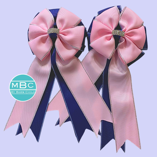 🤩 Show Bows: Baby Pink on Navy