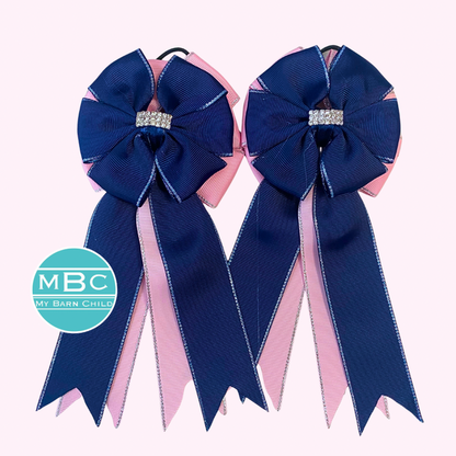 🤩 Show Bows: Navy on Baby Pink