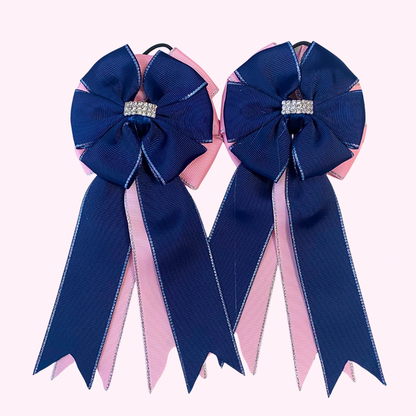 🤩 Show Bows: Navy on Baby Pink