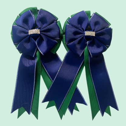 🤩 SHOW BOWS: NAVY ON EVERGREEN