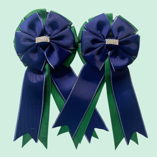 🤩 SHOW BOWS: NAVY ON EVERGREEN