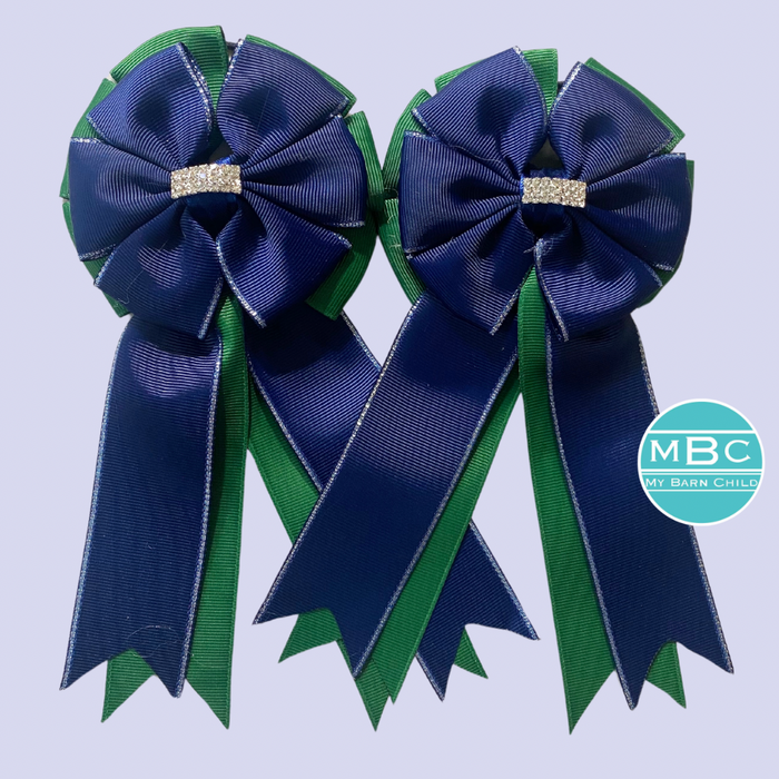 🤩 SHOW BOWS: NAVY ON EVERGREEN