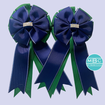 🤩 SHOW BOWS: NAVY ON EVERGREEN