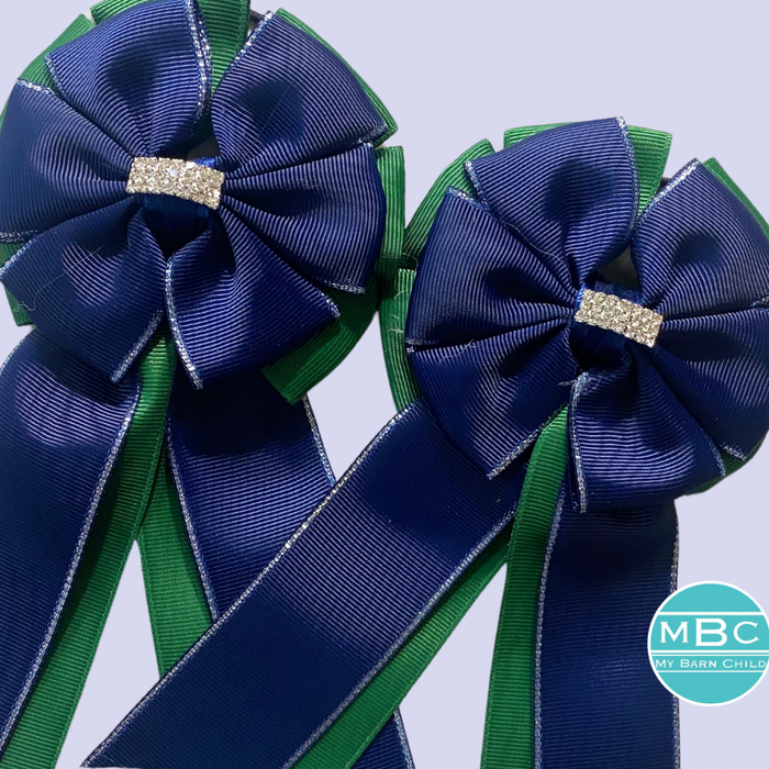 🤩 SHOW BOWS: NAVY ON EVERGREEN