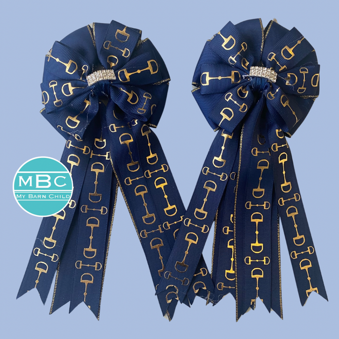 🤩 Show Bows: Snaffles - Gold Foil on Navy