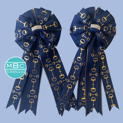 🤩 Show Bows: Snaffles - Gold Foil on Navy