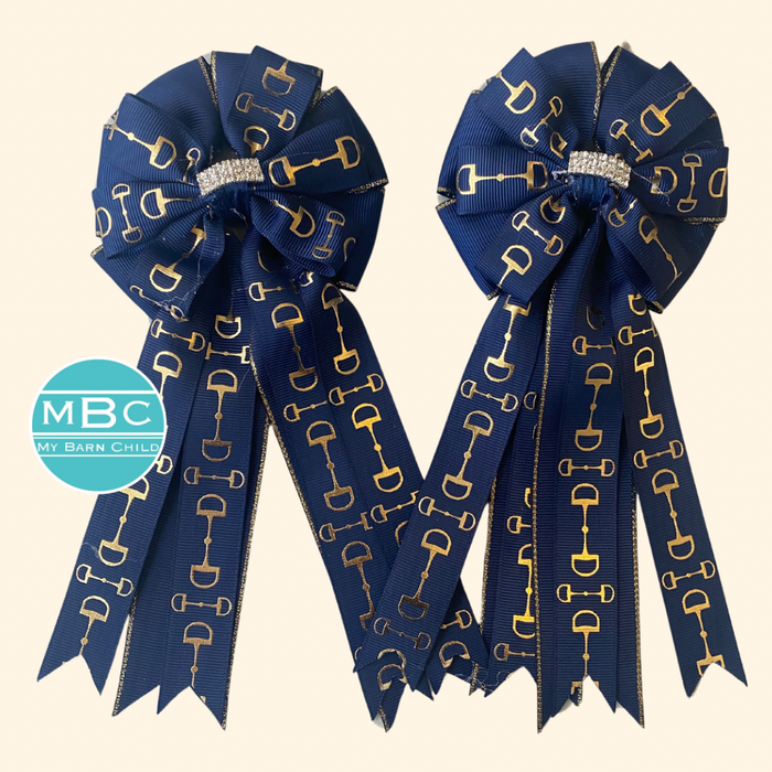 🤩 Show Bows: Snaffles - Gold Foil on Navy