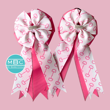 🤩 Show Bows: Snaffles White/Pink on BubbleGum