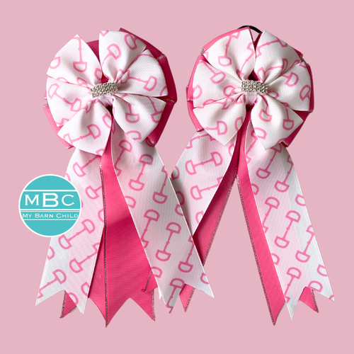 🤩 Show Bows: Snaffles White/Pink on BubbleGum