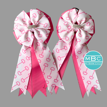 🤩 Show Bows: Snaffles White/Pink on BubbleGum
