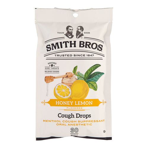 Smith Bros Honey Lemon Throat Drops Peg Bag - 4 OZ