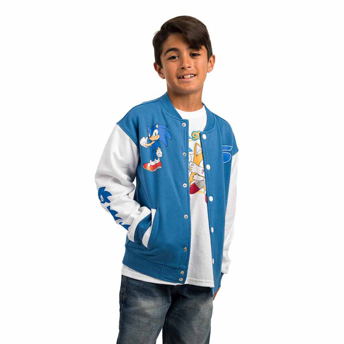 Sonic the Hedgehog Blue and White Youth Bomber Jacket