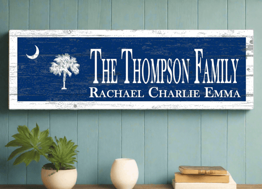 South Carolina Flag Family Home Sign