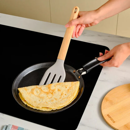 Spatule rainurée en silicone Karaca X Refika Gadgets avec manche en bois