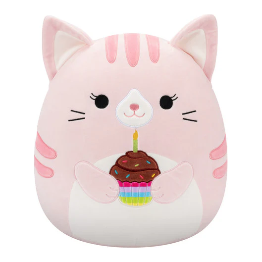Squishmallow 8 Inch Laura the Cat with Cupcake Plush Toy