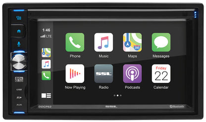 SSL Double-DIN, Apple CarPlay Mech-Less6.2" Touchscreen Bluetooth + Back up Camera