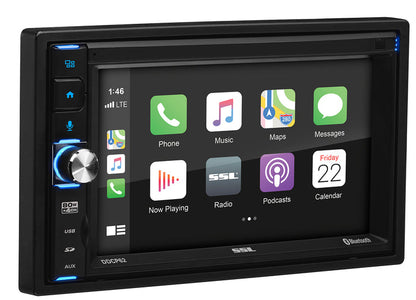 SSL Double-DIN, Apple CarPlay Mech-Less6.2" Touchscreen Bluetooth + Back up Camera