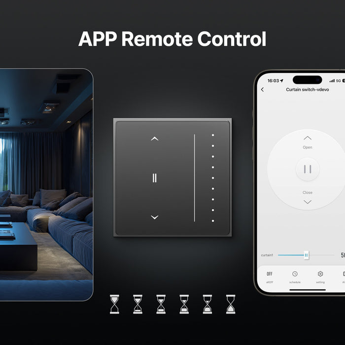 Star Feather Series Zigbee Smart Curtain Switch Anti-Glare Touch Panel Flowing Backlight EU Version