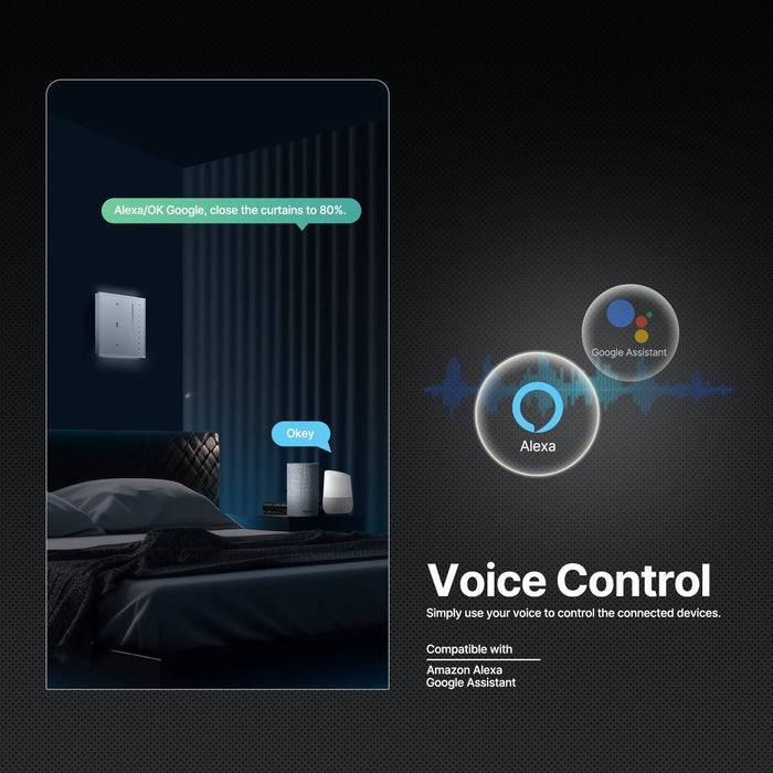 Star Feather Series Zigbee Smart Curtain Switch Anti-Glare Touch Panel Flowing Backlight EU Version