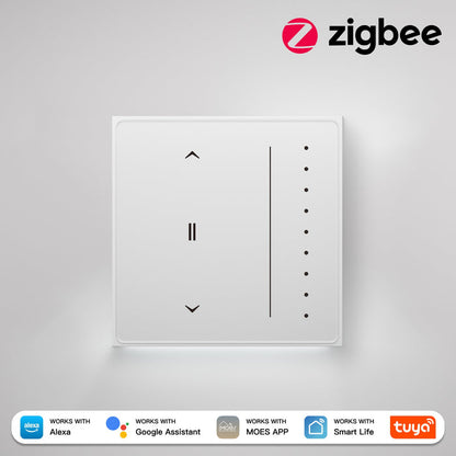 Star Feather Series Zigbee Smart Curtain Switch Anti-Glare Touch Panel Flowing Backlight EU Version