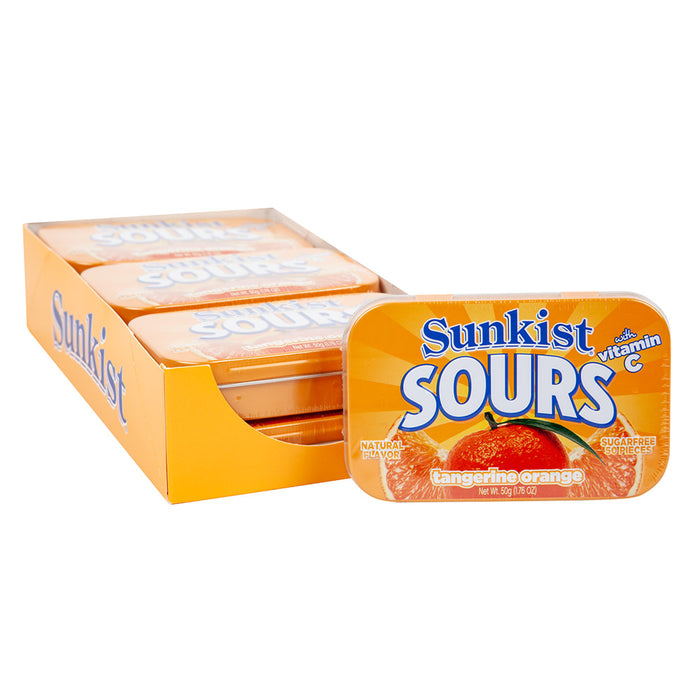 Sunkist Sours Tangerine Orange Hard Candy Tins - 6 Count
