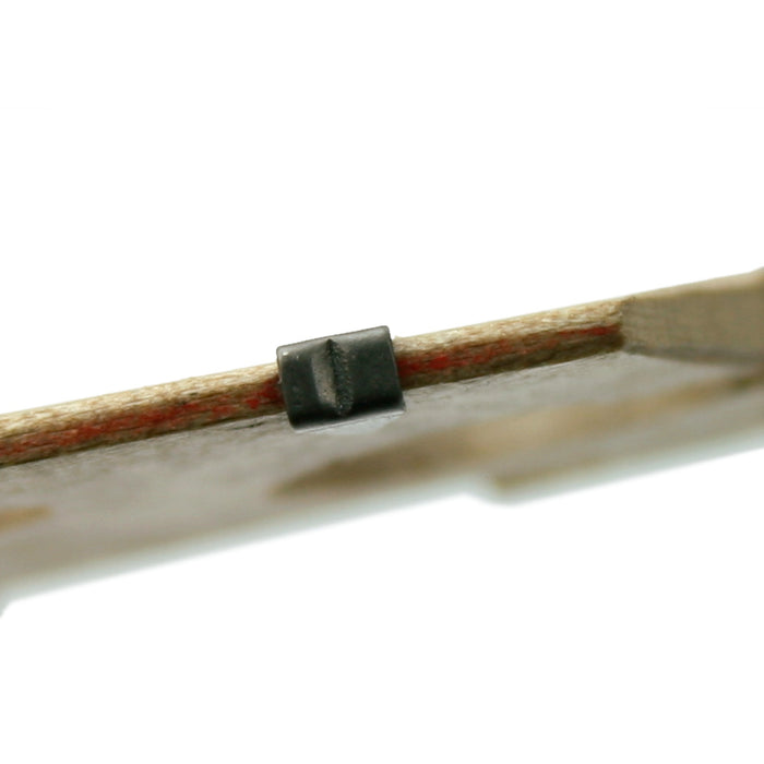 Titanium bridge notch protector on bridge close up detail