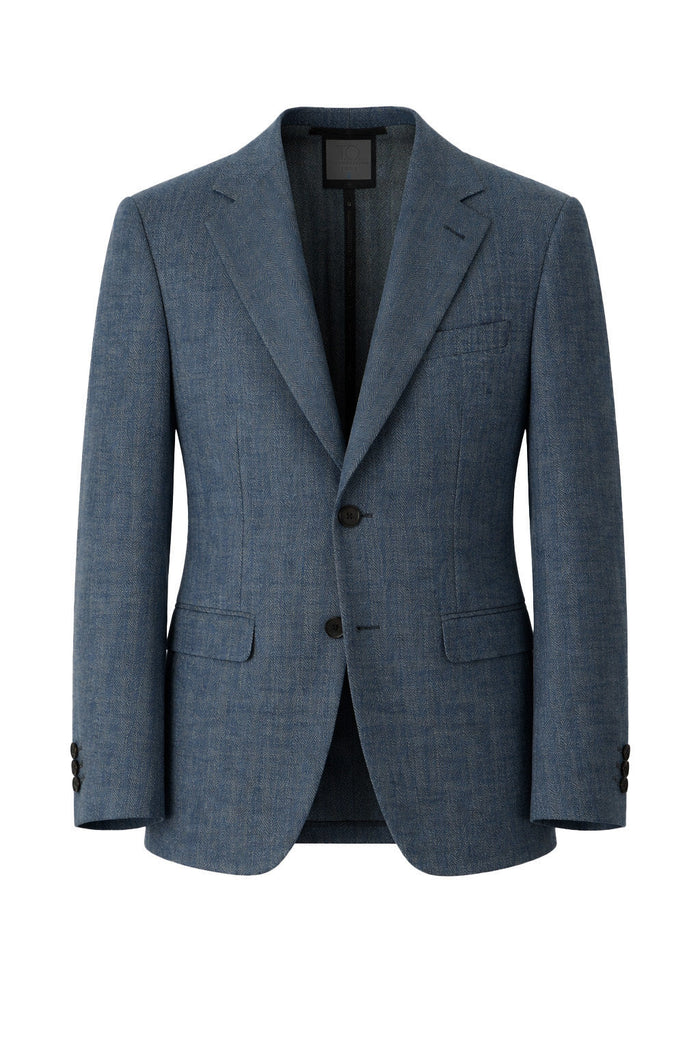 T.O. Boy's Fashion Soho Stretch Blazer Jacket- Blue Grey Herringbone