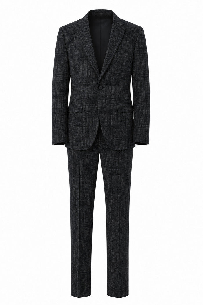 T.O. Boy's Fashion Soho Stretch Suit - Charcoal Plaid