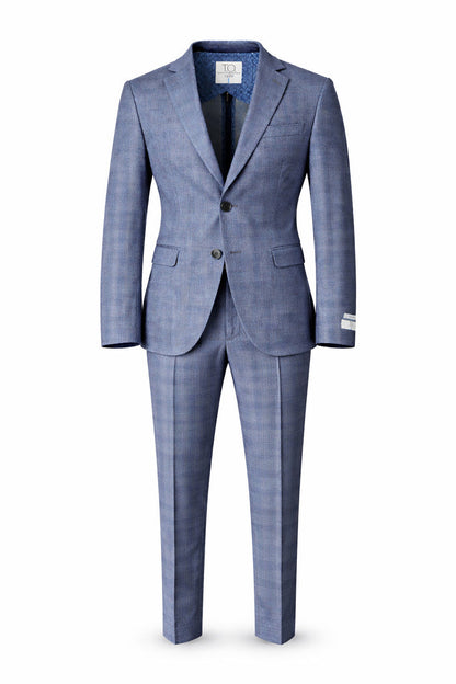T.O. Boy's Fashion Soho Stretch Suit - Checked Navy and Black