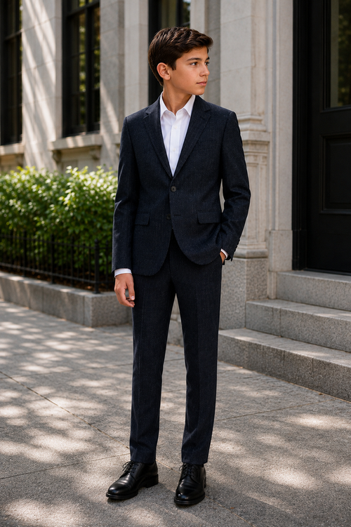 T.O. Boy's Fashion Soho Stretch Suit - Midnight Shadow