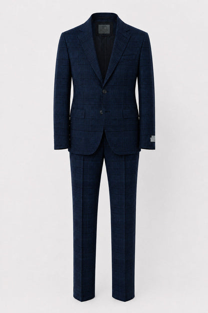 T.O. Boy's Fashion Soho Stretch Suit - Navy Plaid