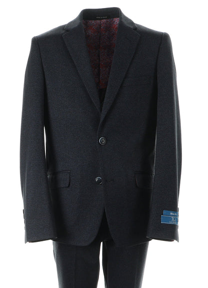 T.O. Boy's Fashion Stretch Suit - Midnight Navy Herringbone