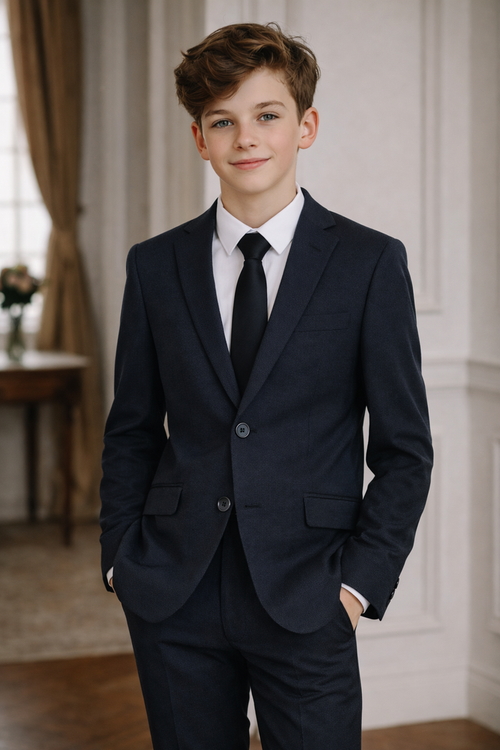 T.O. Boy's Fashion Stretch Suit - Navy