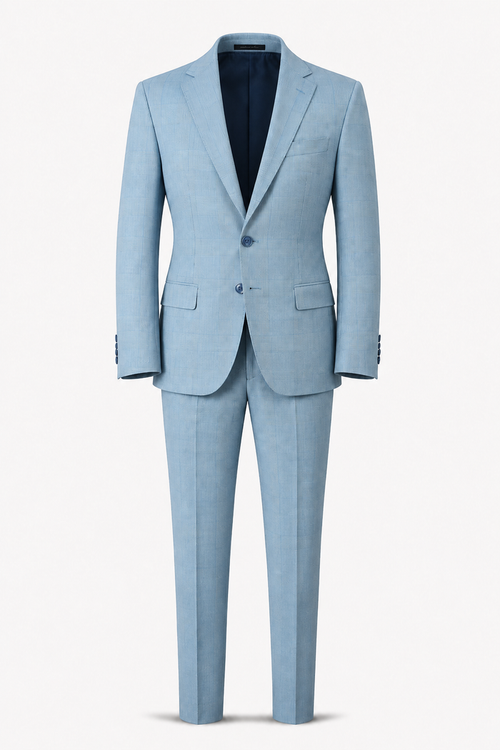 T.O. Boy's TR Fashion Checked Blue Suit