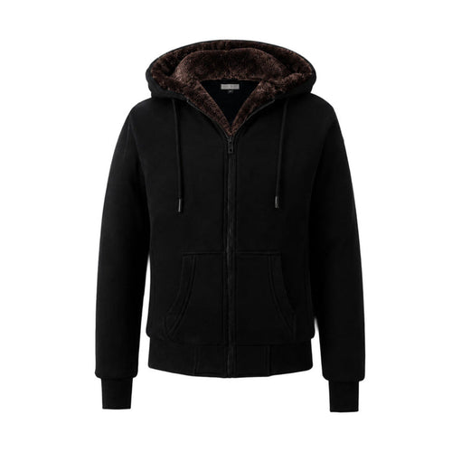 T.O. Collection Adult Black Hoodie - Brown Removable Fur