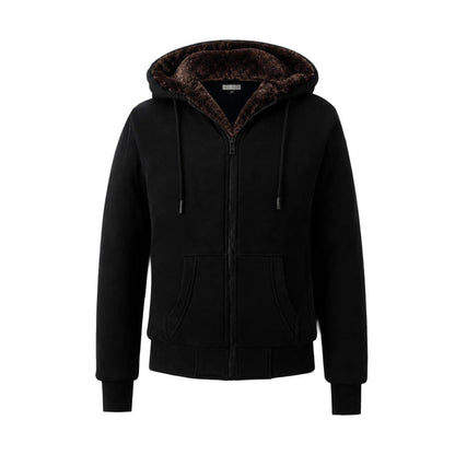 T.O. Collection Boy's Black Hoodie - Brown Removable Fur