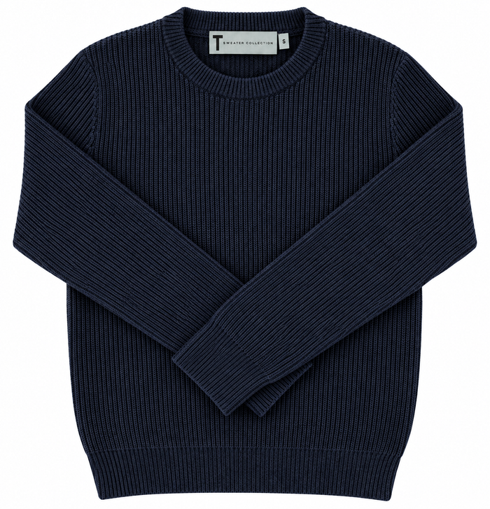 T.O. Collection Boys Crew Neck Ribbed Knit Sweater