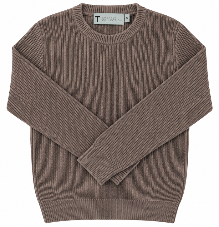 T.O. Collection Boys Crew Neck Ribbed Knit Sweater