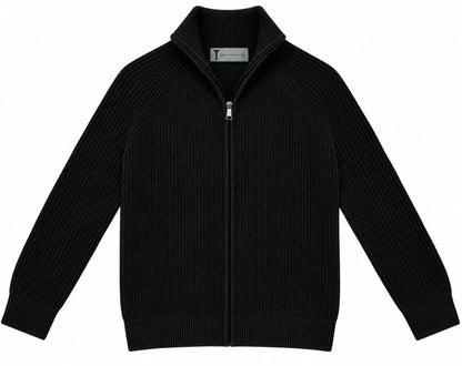 T.O. Collection Boys Full Zip Ribbed Knit Sweater