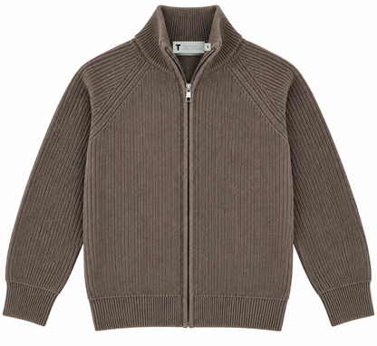 T.O. Collection Boys Full Zip Ribbed Knit Sweater