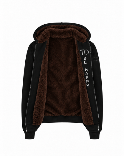 T.O. Collection Kid's Fully Lined Black Fur Hoodie - Brown