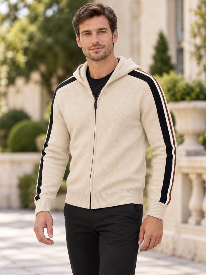 T.O. Collection Men Full Zip Knit Hooded Sweater