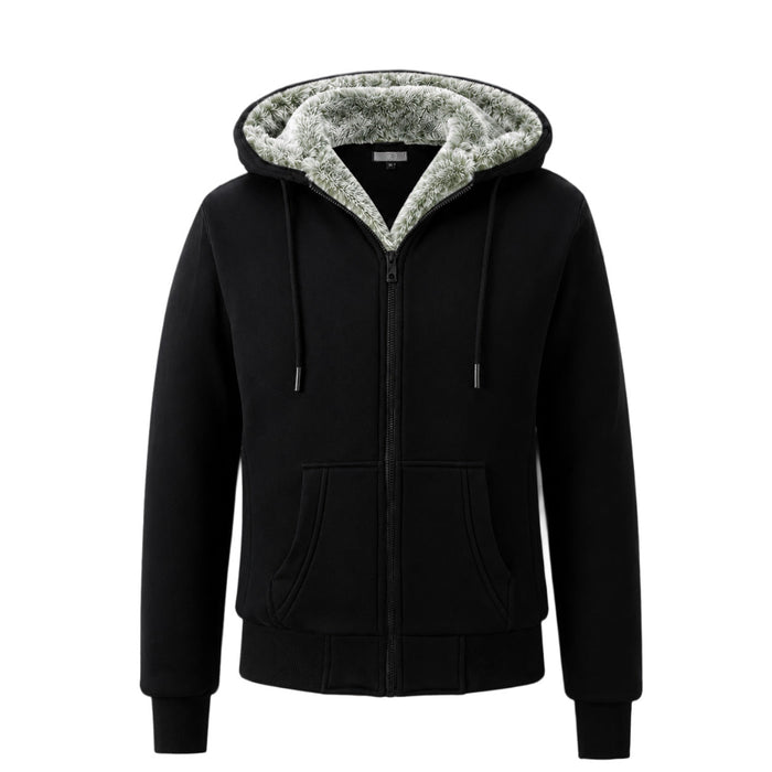T.O. Collection Men's Black Hoodie - Green Removable Fur