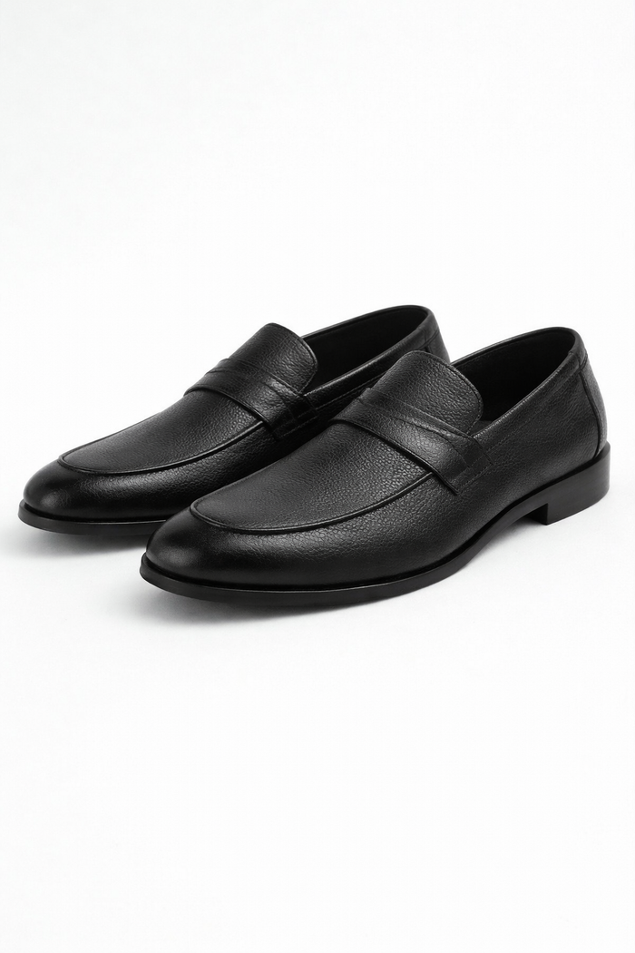 T.O. Collection Men's Dress Pebbled Penny Loafer Shoes - Black