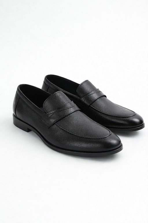 T.O. Collection Men's Dress Pebbled Penny Loafer Shoes - Black