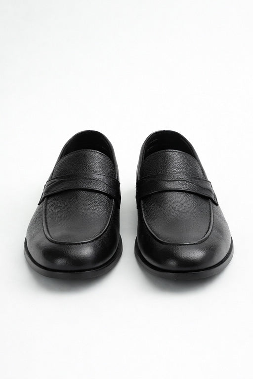 T.O. Collection Men's Dress Pebbled Penny Loafer Shoes - Black