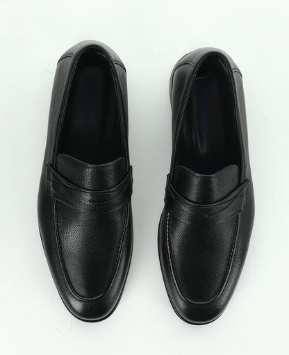 T.O. Collection Men's Dress Pebbled Penny Loafer Shoes - Black