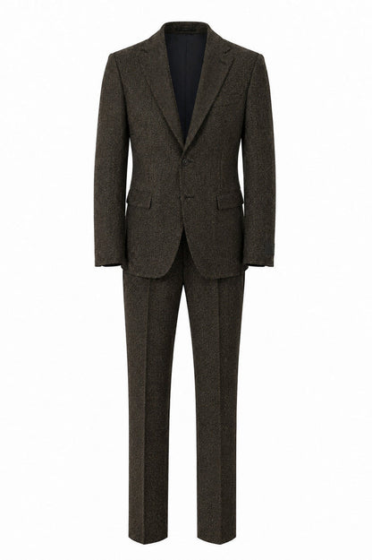 T.O. Men's Fashion Stretch Suit -  Brown Herringbone
